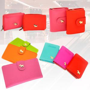 여성 장지갑 단지갑 중학생 카드보관 미니 3단지갑 레드 핑크 그린 오렌지
