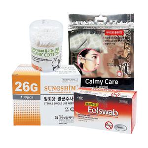 여드름관리템 성심주사침 26G+카미케어원형 8mm 72매입+풍성면봉100개입+이올스왑 1매포장 50매입