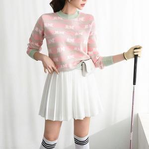 [피핀샵][골프&일상] 레터링 패턴 배색컬러 스트라이프 니트 112032