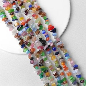 싼비즈 [4002-02]캣츠아이 칩스 약 3~5mm 멀티 ,1줄(약75cm)