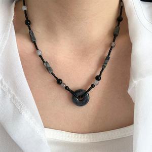 디아브 써클 스톤 비즈 목걸이 빈티지 원석