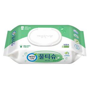 깨끗한나라 퓨어 그린 물티슈 캡형 60매