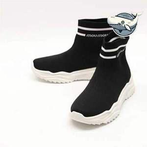 발목부츠 여성용 통굽 니트부츠 편안한 키높이