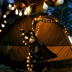 텐트입구줄조명 노란색꼬마전구조명 80구 10M 생활방수건전지케이스