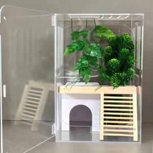 크레스티드게코 아크릴사육장 도마뱀 파충류 사육장 먹이그릇데크포함 세트 1개