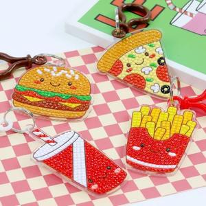 패스트푸드 보석십자수 키링 만들기 diy 키트 햄버거 비즈 공예 재료 초등 돌봄 늘봄 방과후 복지관 행사