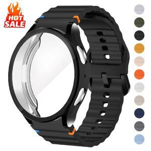 삼성 갤럭시 Watch7 용 케이스 + 스트랩 40mm 실리콘 밴드 팔찌 강화 유리 스크린 필름 TPU 보호대 커버 범