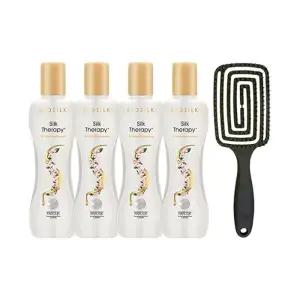 실크테라피 3D 볼류마이징 헤어 에센스 150ml x4 + 브러쉬