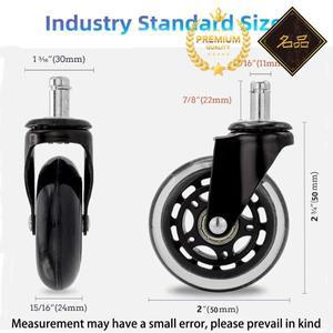 사무실 의자 휠 교체 세트 5개 나무 바닥 및 카펫용 3인치 캐스터 회전 바퀴 헤비 듀티
