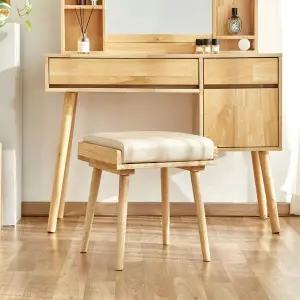 쿨존 원목 화장대 의자 1인용 스툴 CORVC108 내추럴
