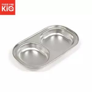 2구 간식 접시 스텐 원리빙 무광 어린이집 유치원 앞접시 2칸/유아/아동/급식/식사/학교/학생/교실/초등