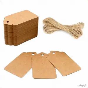 크라프트 빈티지 직사각 종이택 100매 7x4cm 선물 포장 DIY 메시지 안내 라벨