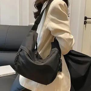 [QNV0V900_58]만두백 매듭고리 지퍼 크로스백 나일론백