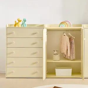 [아씨방가구]도리 E0 유아 키즈 아기 옷장 세트 1600 (행거+서랍)