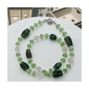 볼드 비취 그린오닉스 천연석목걸이 자석