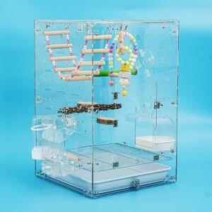 앵무새 투명 케 원목 앵무새집 미니메추리집 앵무새장 80cm 새집 A형 모란새 고양이