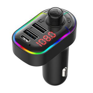 자동차용 Eessley Bluetooth 5.0 FM 송신기, 무선 라디오 어댑터 키트, 핸즈프리 통화, MP3 플레이어, USB C 포트 및 USB 포트 2개 포함 충전기