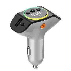 블루투스 5.3 FM 차량용 송신기, QC3.0/PD30W 고속 충전, 핸즈프리 통화, AUX/USB 재생, 내비게이션 방송 및 7색 무드등, 구형 차량/트럭에 이상적임