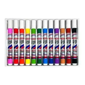 문교 유성 매직 12 칼라 세트/두꺼운/펜/팬/검정/빨강/파랑/필기/믄그/AOWLR/VPS/VOS/컬러
