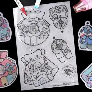 전통 복주머니 한복 노리개 인쇄 슈링클 플라스틱 마술종이