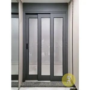 [바른도어]01번 일반3연동중문 진그레이 투명망입(부식)강화유리