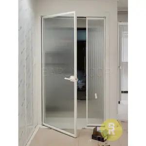 [바른도어]01번 90도 초슬림비대칭여닫이중문 화이트 모루세로강화유리(기타손잡이호환불가)