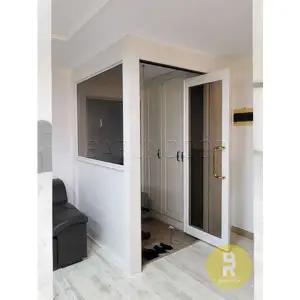 [바른도어]28번 폴딩스윙중문 화이트 브론즈강화유리