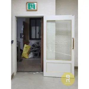 [바른도어]20번 90도 목문싱글여닫이중문 고시형 펄화이트 투명강화유리