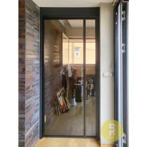 [바른도어]27번 90도 초슬림비대칭여닫이중문 블랙 브론즈강화유리(기타손잡이호환불가)