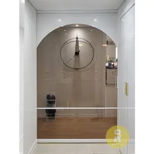 [바른도어]06번 원슬라이딩중문 아치형 화이트 브론즈강화유리
