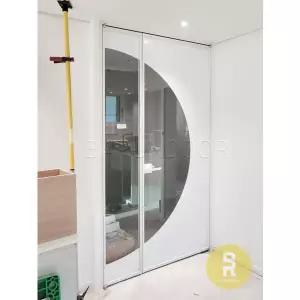 [바른도어]38번 90도 초슬림비대칭여닫이중문 반달아치형 화이트 투명(기타손잡이호환불가)