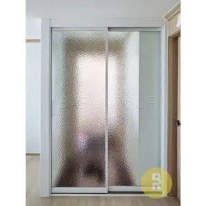 [바른도어]46번 초슬림2짝중문 화이트 아쿠아강화유리a