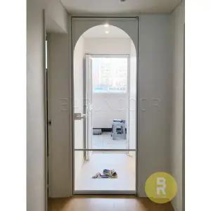 [바른도어]43번 90도 초슬림싱글여닫이중문 아치형 투명강화유리(기타손잡이호환불가)