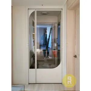 [바른도어]44번 90도 초슬림비대칭여닫이중문 아치형 고시형 화이트 투명(기타손잡이호환불가)