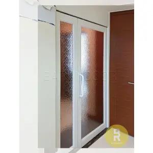 [바른도어]53번 비대칭양개스윙중문 펄화이트 아쿠아강화유리