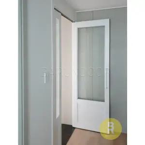 [바른도어]24번 비대칭양개스윙중문 고시형 펄화이트 투명망입(부식)강화유리