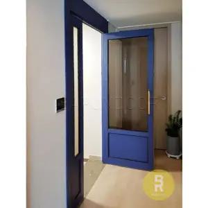 [바른도어]21번 비대칭양개스윙중문 고시형 네이비 브론즈망입(부식)강화유리