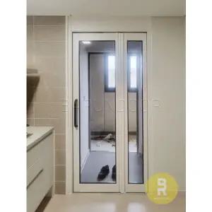 [바른도어]02번 폴딩스윙중문 화이트 투명강화유리