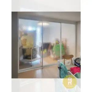 [바른도어]60번 초슬림3연동중문 화이트 아쿠아강화유리a