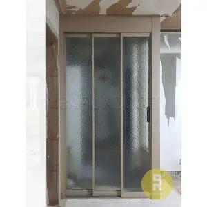 [바른도어]72번 초슬림3연동중문 우드 아쿠아강화유리a