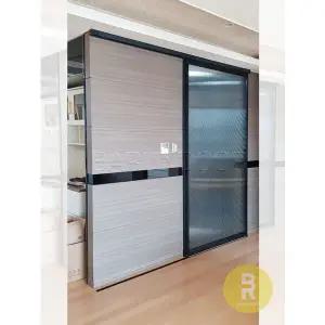 [바른도어]32번 원슬라이딩중문 블랙 모루세로강화유리