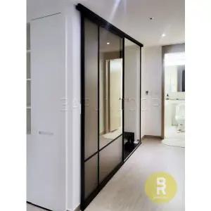 [바른도어]42번 원슬라이딩중문 유리분할형 블랙 브론즈+샤틴브론즈강화유리