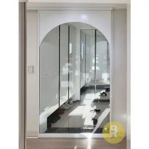 [바른도어]24번 원슬라이딩중문 아치형 화이트 투명강화유리