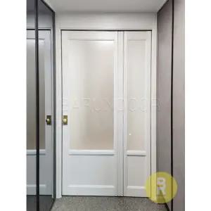 [바른도어]50번 폴딩스윙중문 고시형 화이트 샤틴투명강화유리