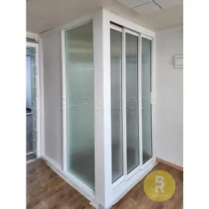 [바른도어]51번 ㄱ자중문 파티션 초슬림3연동 화이트 모루세로강화유리