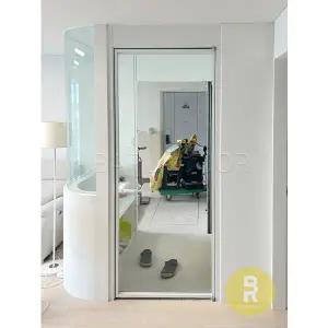 [바른도어]45번 90도 초슬림싱글여닫이중문 화이트 투명강화유리(기타손잡이호환불가)