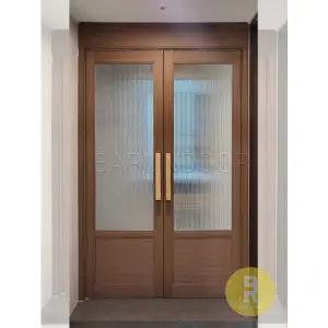 [바른도어]31번 정대칭양개스윙중문 고시형 우드 모루세로강화유리