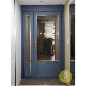 [바른도어]09번 비대칭양개스윙중문 고시형 어반블루 브론즈강화유리