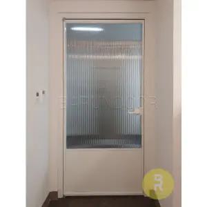 [바른도어]50번 90도 초슬림싱글여닫이중문 화이트 모루세로강화유리