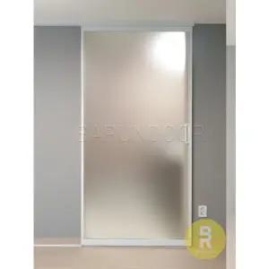 [바른도어]02번 원슬라이딩중문 화이트 샤틴투명강화유리